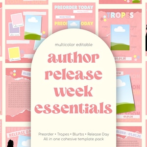 Author Release Week Essentials Canva Templates | Multi-Color Book Promotion & Launch Graphics | Editable Instagram Posts for Authors