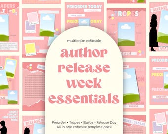 Author Release Week Essentials Canva Templates | Multi-Color Book Promotion & Launch Graphics | Editable Instagram Posts for Authors