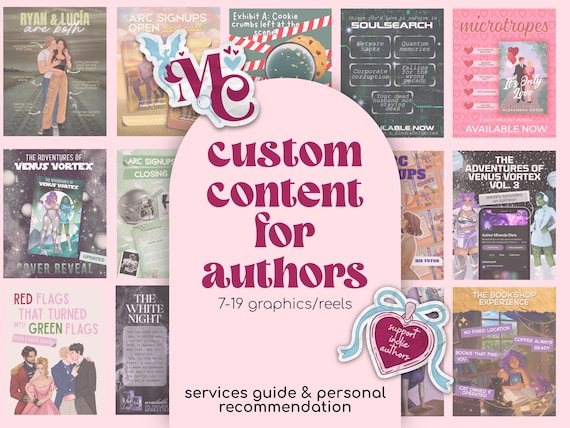 Custom Content for Authors Instagram Personal Recommendation | Book Promo Graphics & Reels | Indie Author Marketing | NOT CANVA TEMPLATE