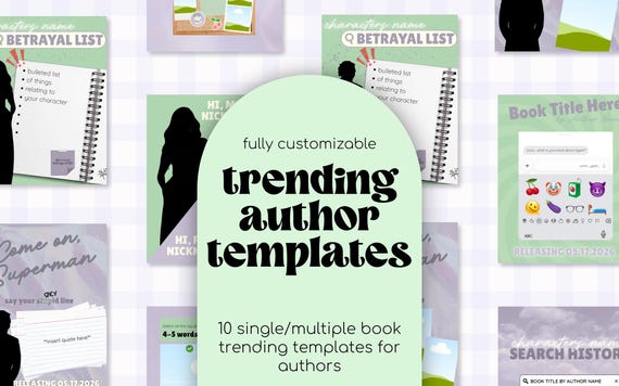 Trending Author Canva Templates | Editable Booktok Instagram Post Templates | Book Promotion Graphics | Romance & Fiction Authors