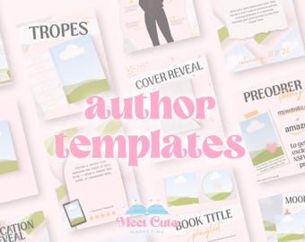 Romance Author Canva Templates | Book Promo Bundle | Animated Cover Reveal Video | Character Art Placeholders | Graphics for Indie Authors