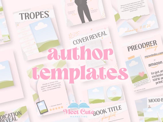 Romance Author Canva Templates | Book Promo Bundle | Animated Cover Reveal Video | Character Art Placeholders | Graphics for Indie Authors