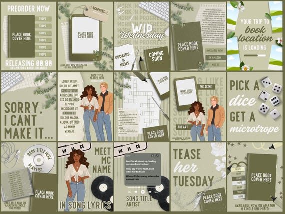 Author Canva Templates | Book Marketing Bundle | Content Calendar | Book Promo Graphics | Indie Author Templates | Physical & Kindle Mockups