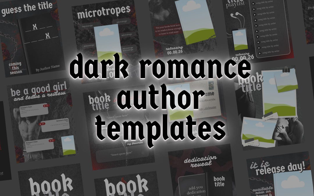 Dark Romance Instagram Templates | Canva Template for Authors | Book ...