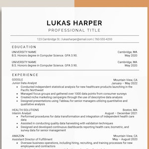 Professional Modern Resume Template for Word, Minimalistic Design, CV Design, Printable CV Design, Curriculum Vitae, Instant Download Resume