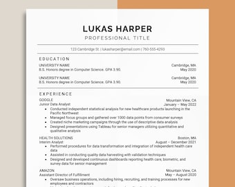Professional Modern Resume Template for Word, Minimalistic Design, CV Design, Printable CV Design, Curriculum Vitae, Instant Download Resume