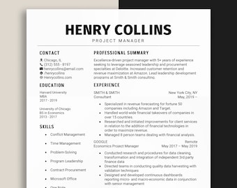 Professional ATS Resume Template for Word, Clean & Modern, CV Designs, Printable Clean Design, Curriculum Vitae, Instant Download Resume