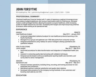 Minimalistic ATS Resume Template for Word, Professional & Modern, CV Designs, Printable CV Design, Curriculum Vitae, Instant Download Resume