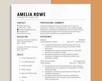Modern ATS Resume Template for Word, Professional & Clean, CV Designs, Printable Clean Design, Curriculum Vitae, Instant Download Resume