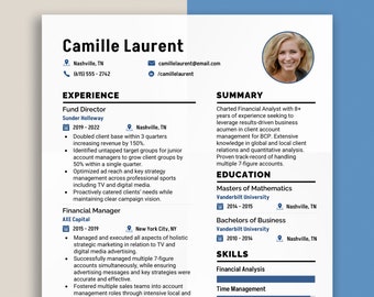 Professional Resume with Photo Template for Word, Clean & Modern, CV Designs, Printable CV Design, Curriculum Vitae, Instant Download Resume