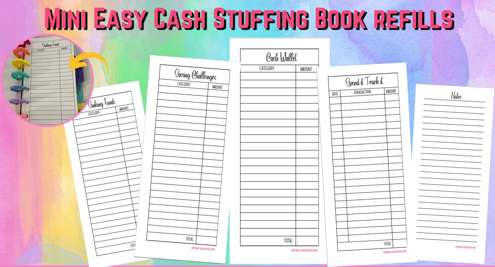 Mini Cash Stuffing Book Refills