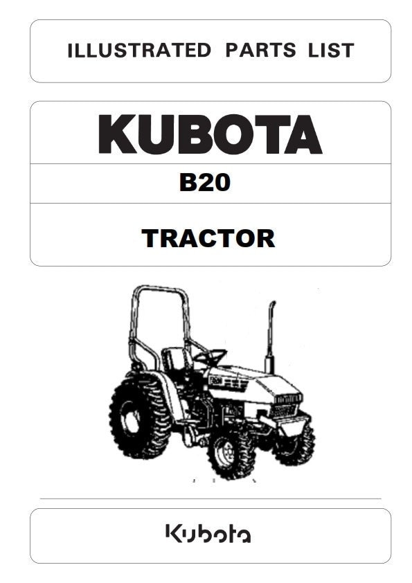 Kubota B20 Tractor Illustrated Parts List Etsy