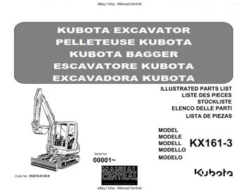Kubota Excavator - KX161-3 - Illustrated Parts List