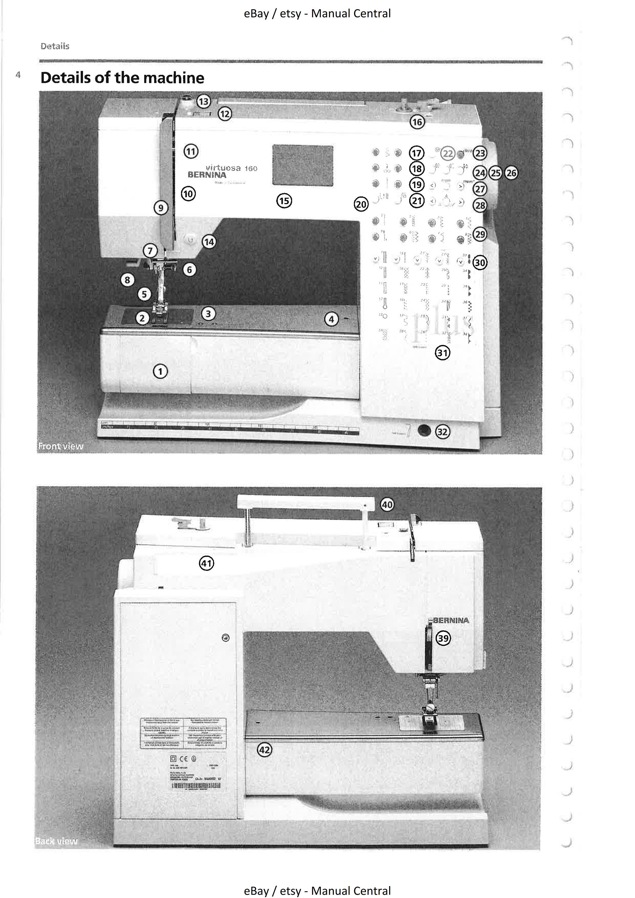 Bernina Virtuosa 150 160 Instruction Manual & Sewing Manual Etsy