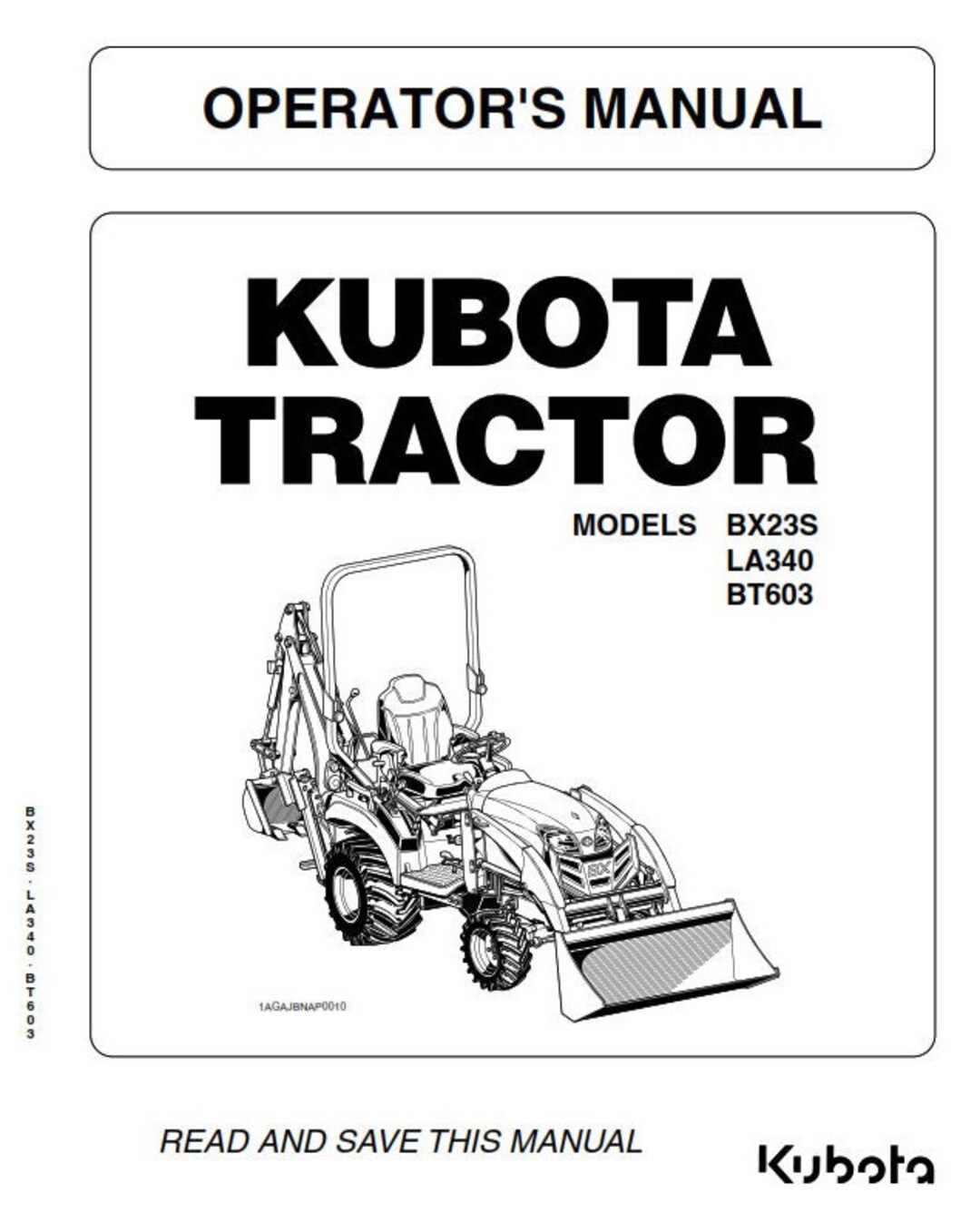 Kubota Tractor BX23S LA340 BT603 Operator Manual Etsy