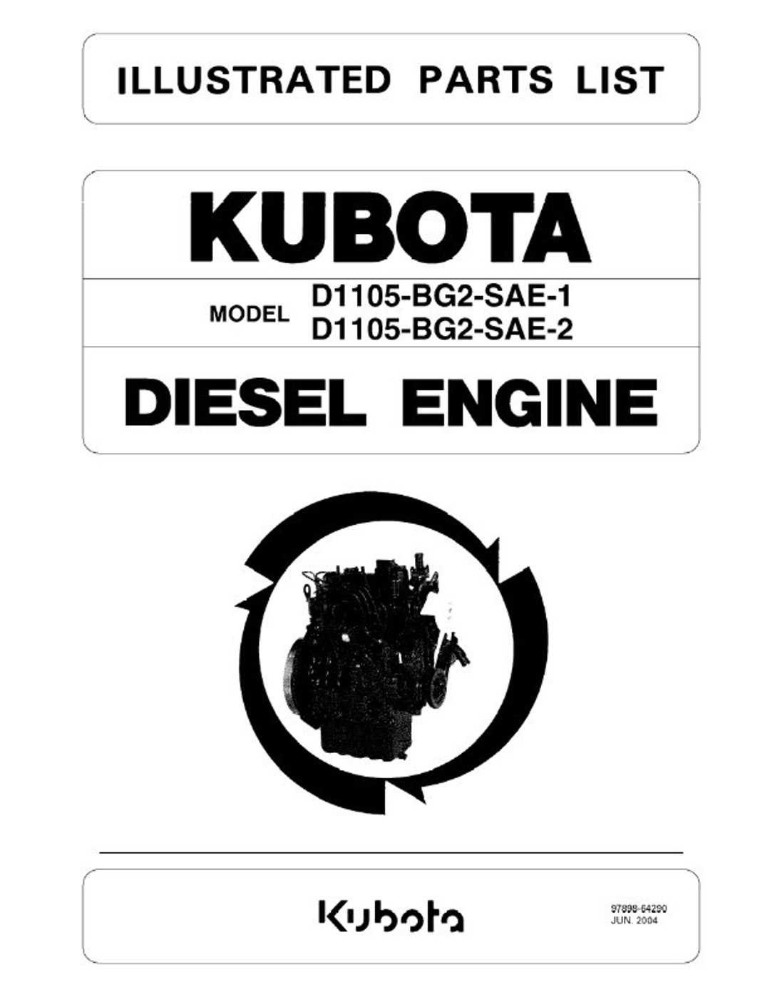 Kubota Diesel Engine D1105BG2SAE1 D1105BG2SAE2 Etsy