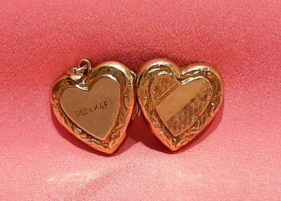 c.1909 Antique 9ct Gold Back and Front Heart Phot… - image 2