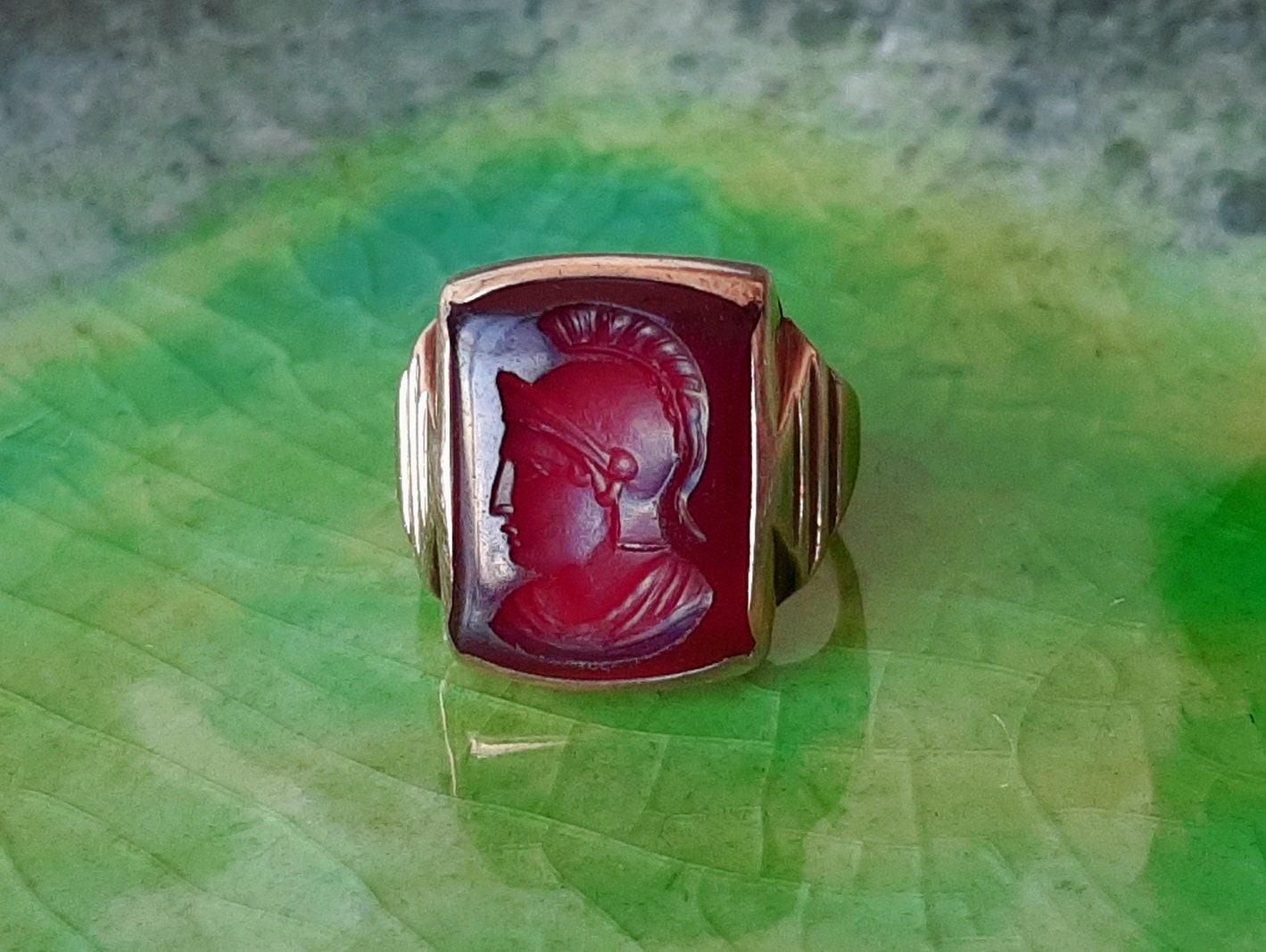Antique 14k Gold Genuine Carnelian Gladiator Intaglio Seal