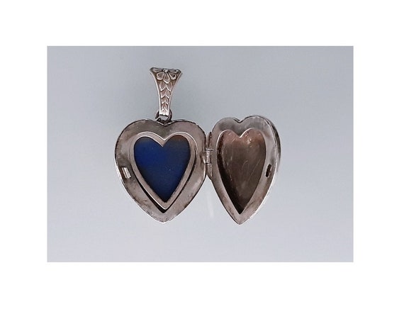 c.1910 Antique Sterling Silver Heart Photo Locket… - image 4