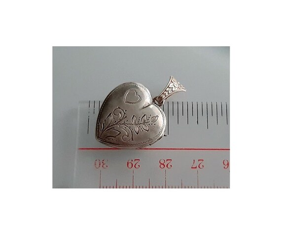 c.1910 Antique Sterling Silver Heart Photo Locket… - image 7