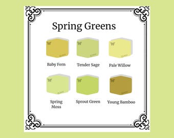 Tutorial sui colori dell'argilla polimerica / Palette di colori verde primavera / Souffle / Colori fai da te / Felce / Salice / Bambù