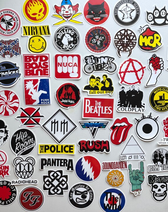 25pcs or 50pcs Rock Band Punk Metal Music Pop Art Vinyl Waterproof Decal Stickers for Water Bottle Skateboard Laptop Luggage