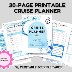 Cruise Planner Printable, Travel Itinerary, Destination Planner, Cruise Packing List, Printable Destination Planner, Trip Journal