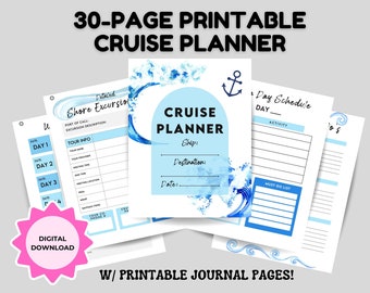 Cruise Planner Printable, Travel Itinerary, Destination Planner, Cruise Packing List, Printable Destination Planner, Trip Journal