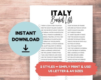 Italy Bucket List Printable | Italy Travel | Italy Artwork | Travel Adventure Checklist | Italy Prints | Gift or Value Add for Travel Agents