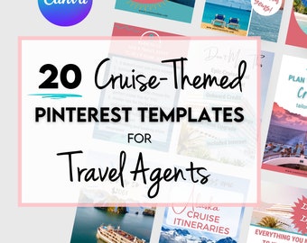 20 Travel Pinterest Canva Templates - Perfect for Travel Agents who Specialize in Cruising - Travel Blogger Social Media Templates