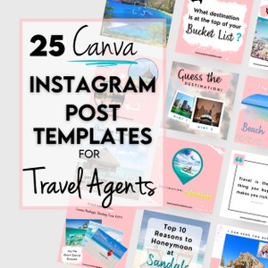 25 Travel Agent Instagram Templates - Easy to Edit in Canva - Instagram Templates for Travel Marketing - Social Media Templates