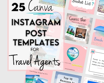 25 Travel Agent Instagram Templates - Easy to Edit in Canva - Instagram Templates for Travel Marketing - Social Media Templates
