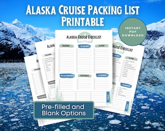 ALASKA CRUISE Packing List Printable, Printable Digital Download, Cruise Packing Checklist, Cruise Organization, Printable Travel Planner