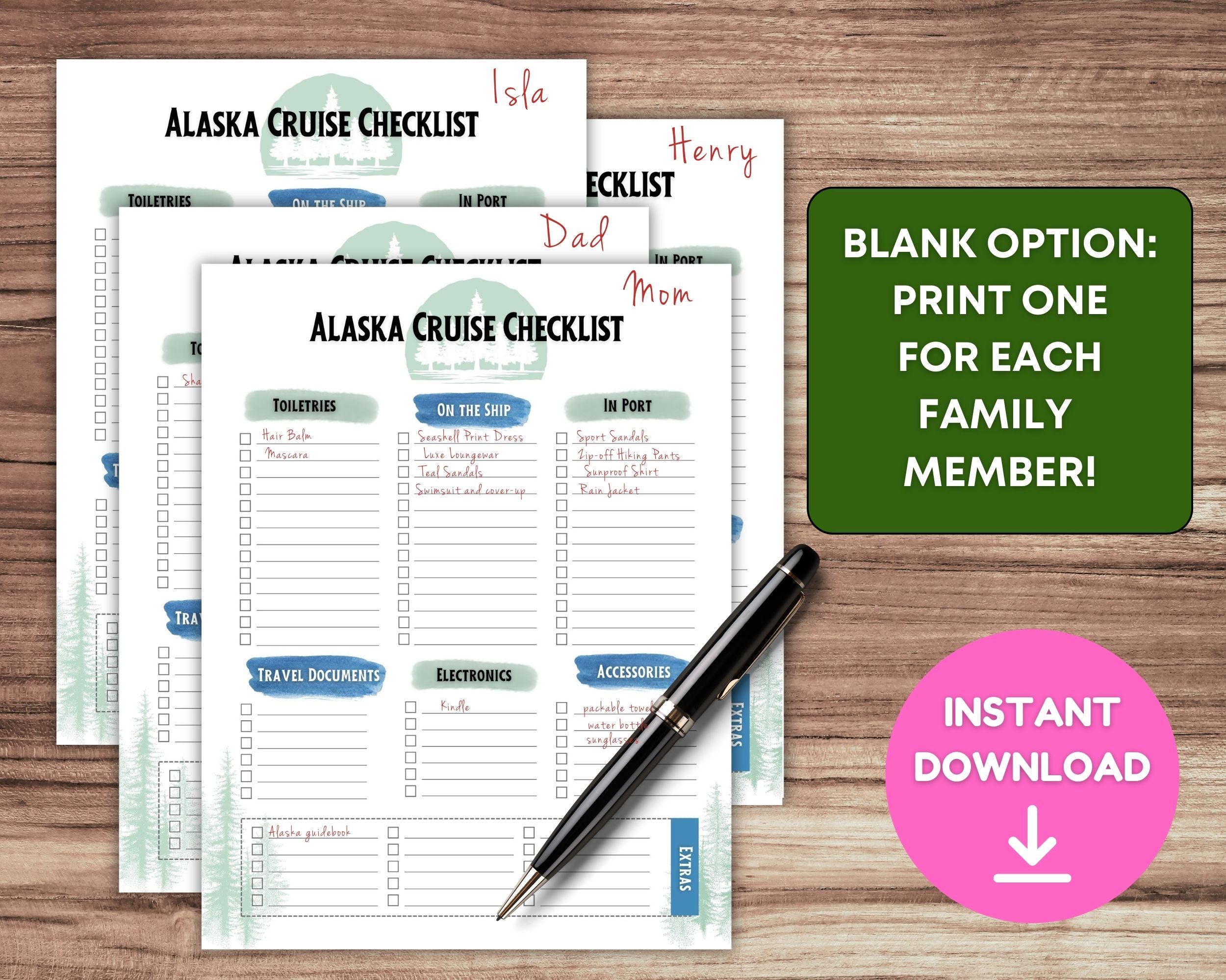 ALASKA CRUISE Packing List Printable, Printable Digital Download