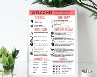 3 in 1 AirBnB Willkommensschild| Müllabholung| Critters Sign| Airbnb VRBO Sehen Sie sich die Anweisungen an| Hausordnung | Airbnb WIFI| Airbnb Ratings Sign