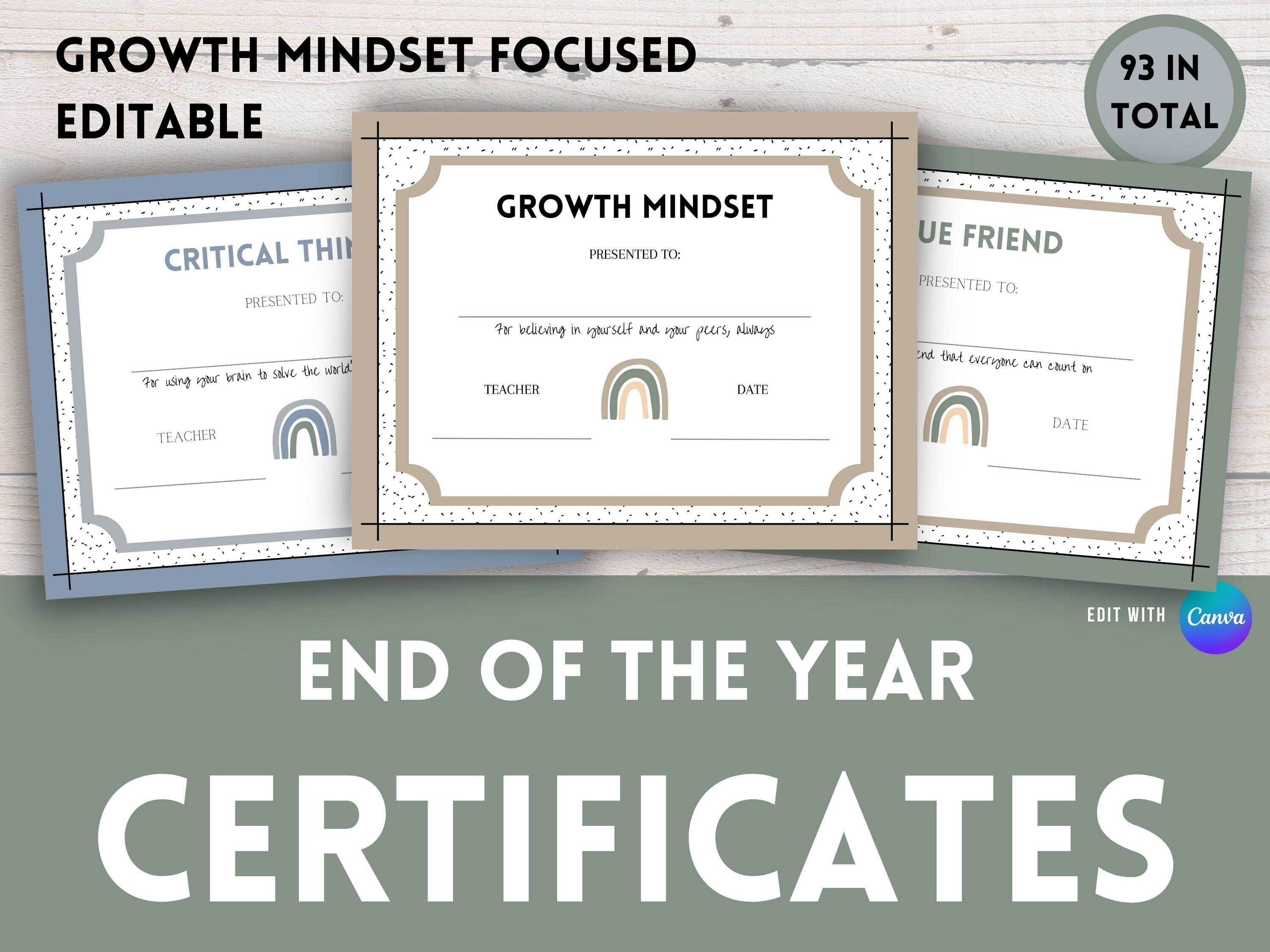 End of the Year Certificates | Neutral Boho Classroom Awards | Spotty ...