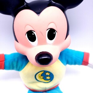 Vintage 1990 Mattel Disney Mickey Mouse BedTime Hug Glow Night Light Plush 13” image 2
