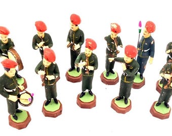 Vintage Indiase marching band beeldjes jaren 1950-1960 handgeschilderd lot van 11
