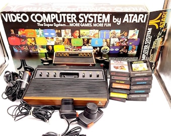 VINTAGE Atari CX2600A Video Game Console, Controllers W/ 14 Games & Extras