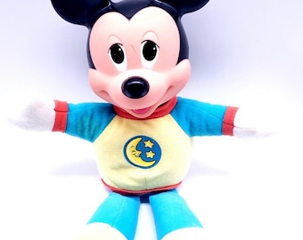 Vintage 1990 Mattel Disney Mickey Mouse Bedtijd Knuffel Glow Nachtlampje Pluche 13"