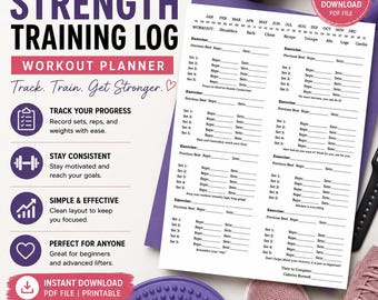 Strength Training Log: Printable Fitness Journal (Workout Planner)