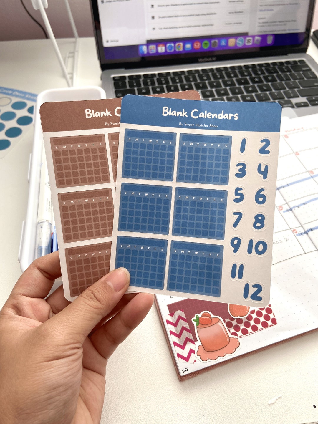 Sticker Calender Blank Calendar Sticker Sheet Planner Stickers Bullet Journal Sticker ...
