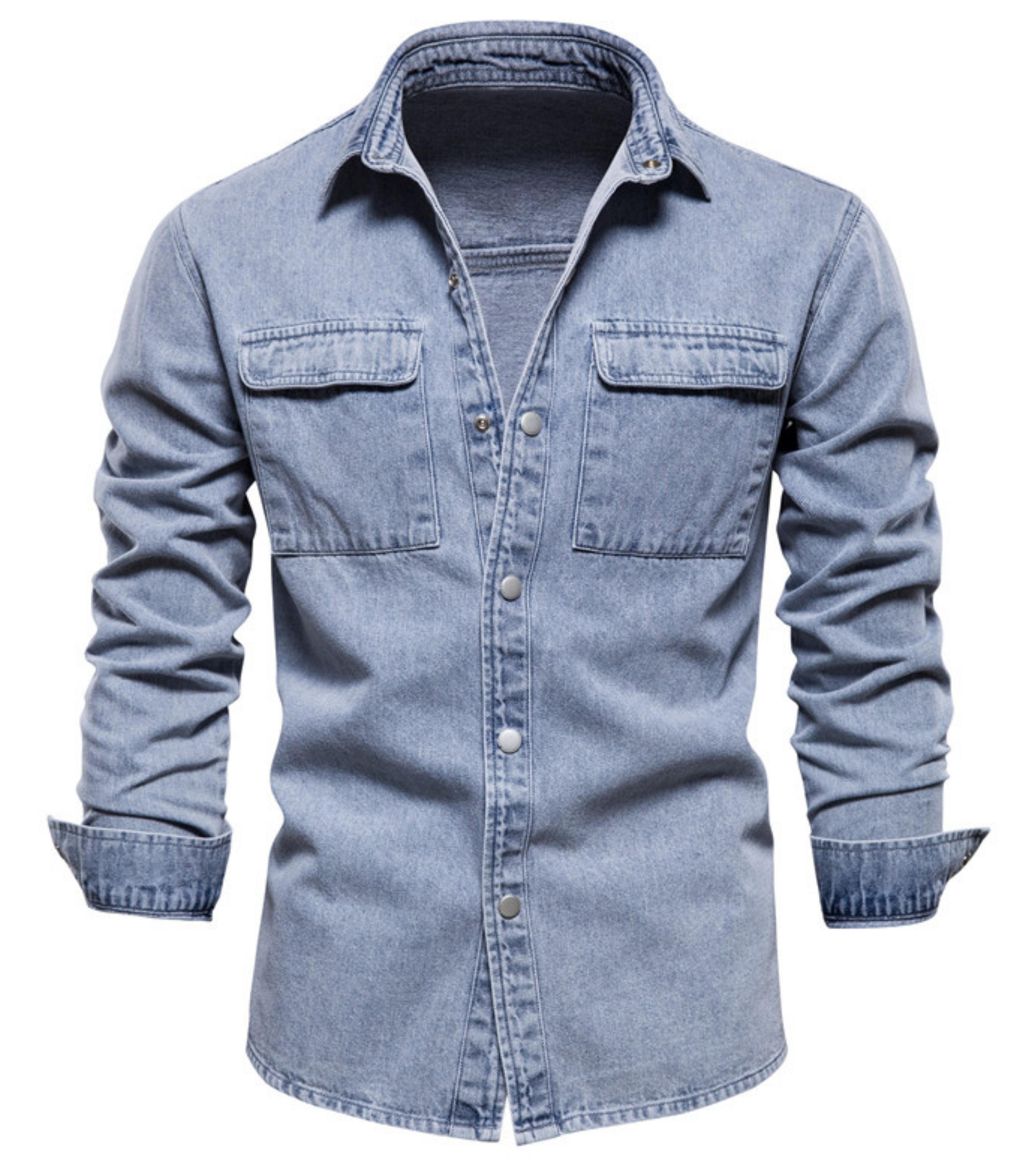 100% Cotton Denim Jacket for Men. Solid Colour Casual Thick - Etsy