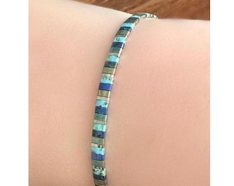 Miyuki Tila Bracelet, Turquoise Blue Beaded Bracelet, Blue Beaded Bracelet, Tila Bracelet, Beaded Tila Bracelet, Women’s Bracelet
