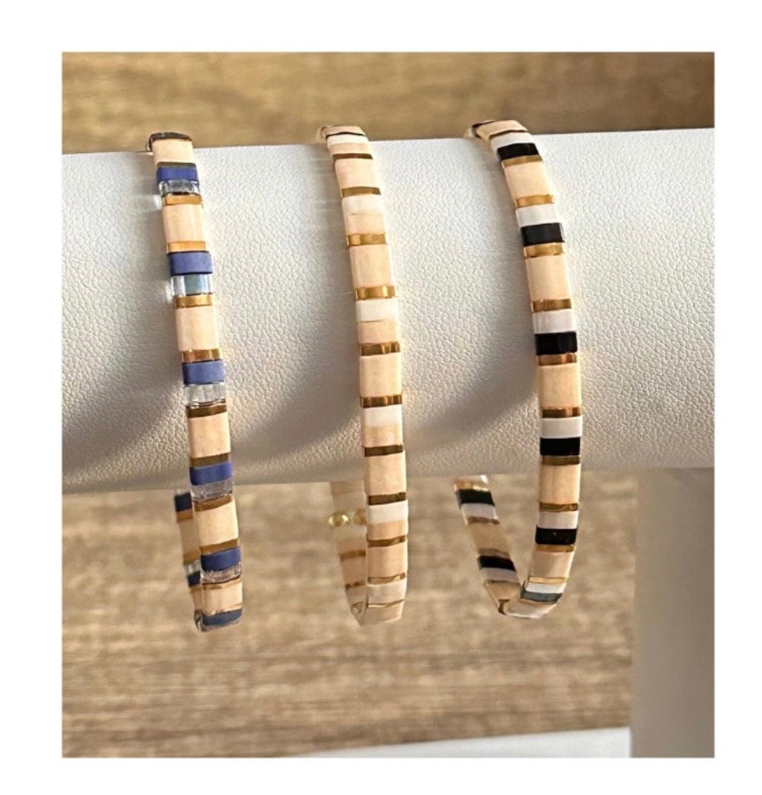 Miyuki Tila Bracelets, Tan Tila Bracelet, Beaded Tila Bracelet, Womens