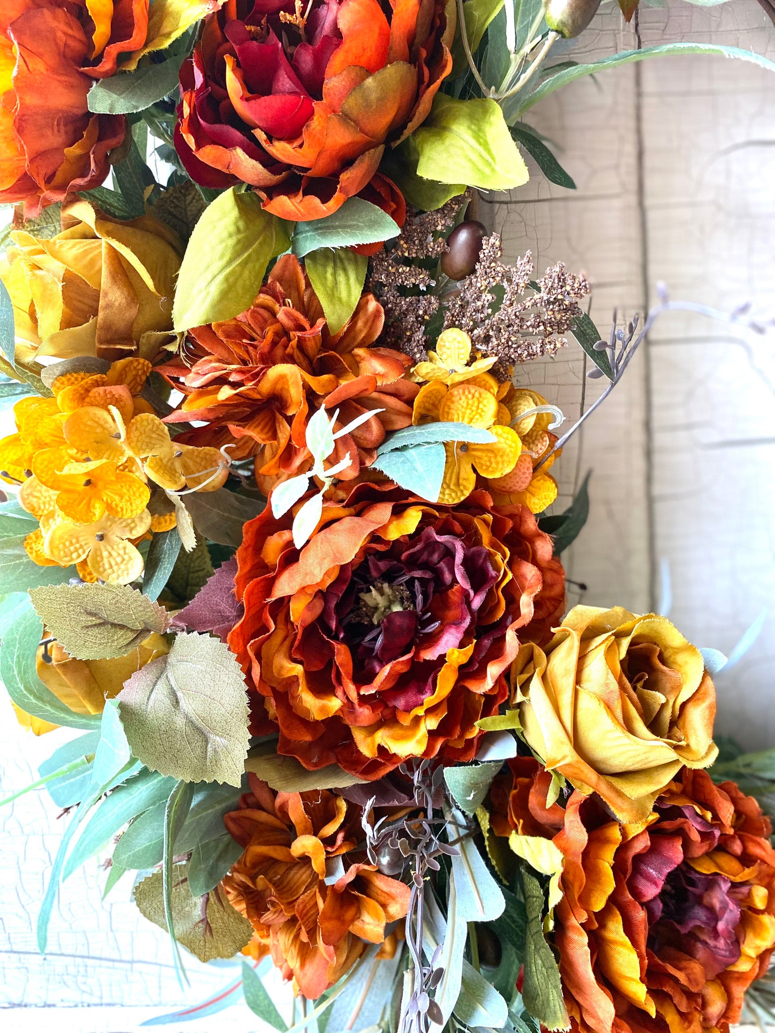 Orange Floral Wreath for Front Door Fall Hydrangea Wreath for - Etsy