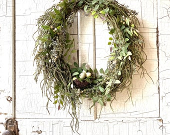 Rustic Spring Wreath Birds Nest Wreath Neutral Spring Wreath Easter Wreath