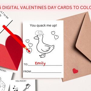 36 Fun Valentines Day Cards for Kids to Color. Cute Printable Valentines Day Cards. Coloring Page Valentines Day Cards.