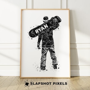 Personalized Snowboarding Poster Snowboarder Gift For Him Custom Snowboard Gifts Snowboard Print Snow Board Christmas Gift For Teens Boys