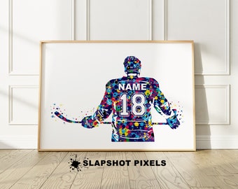 Regalos de hockey para niños, póster de hockey personalizado, regalo para mamá de hockey, arte mural de camiseta de hockey personalizada, regalo para niño, regalo para equipo de hockey, regalo para entrenador